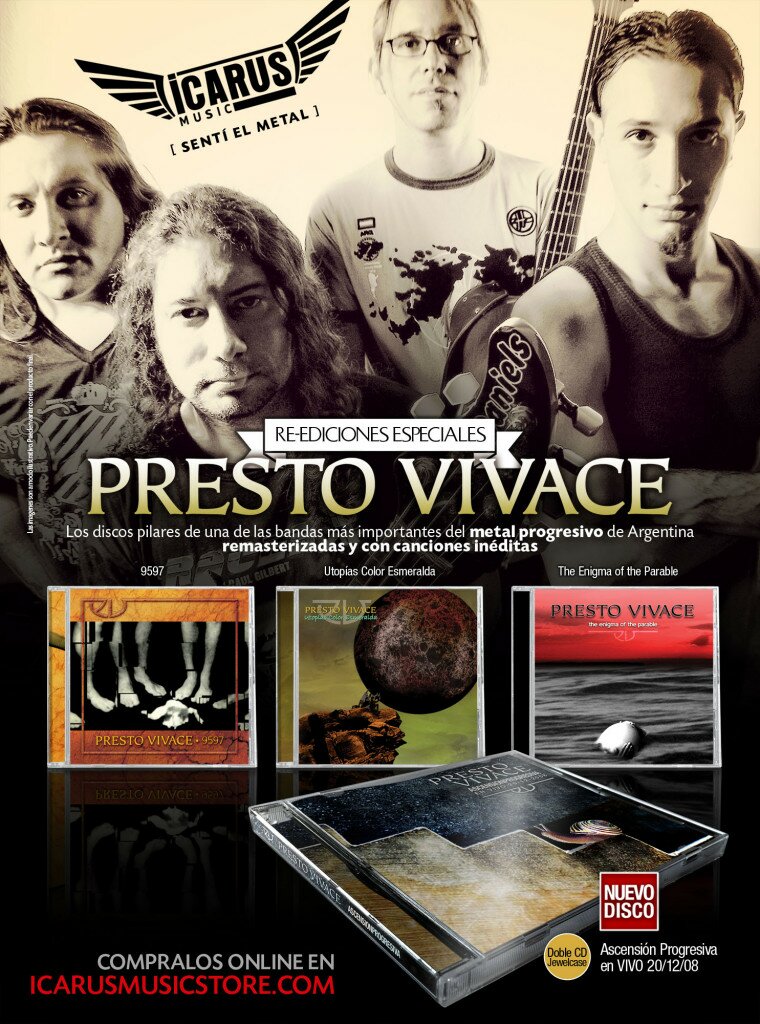 Reedición de los primeros 4 discos de PRESTO VIVACE Reedición de los primeros 4 discos de PRESTO VIVACE